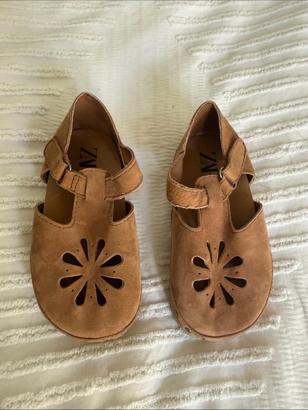 Zara Kids Tan Suede Mary Jane Shoes